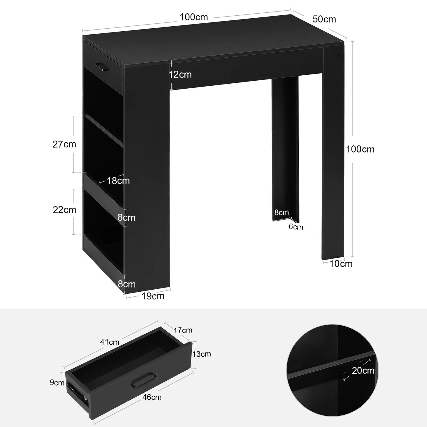Bistro Table with 1 Shelf